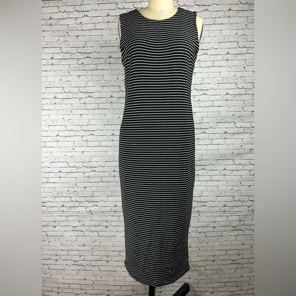 Athleta | NWT striped black & white sleeveless midi dress size M - Picture 3 of 8
